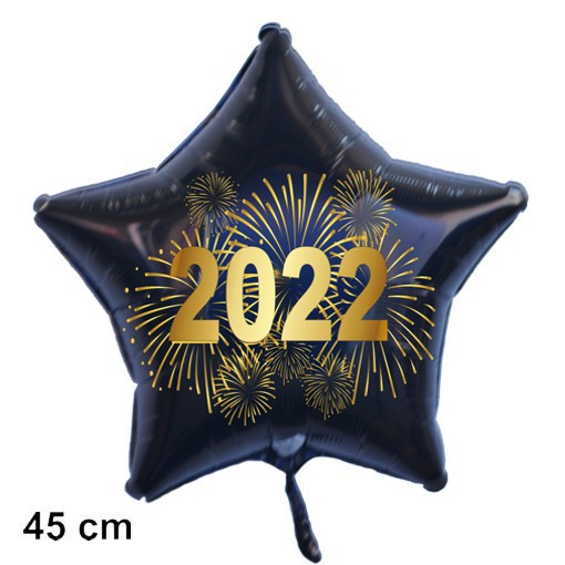 Silvester Luftballon, Silvester Dekoration, Sternballon goldene 2022, Feuerwerk