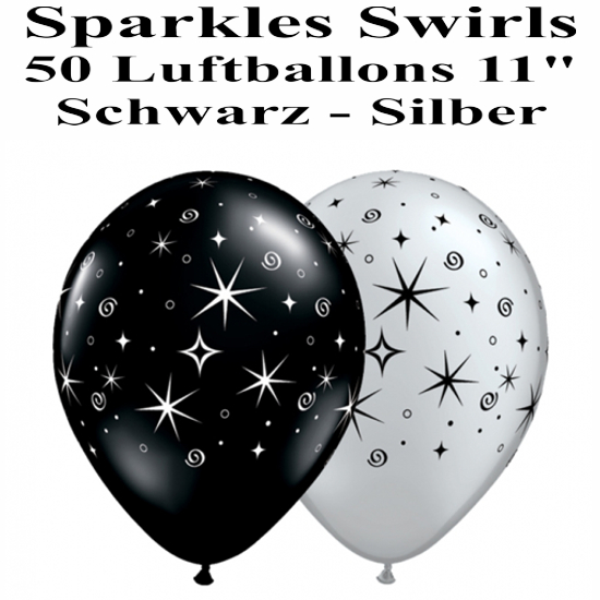 Silvester-Neujahr-Partydekoration-Luftballons-Sparkles-Swirls-50-Stueck