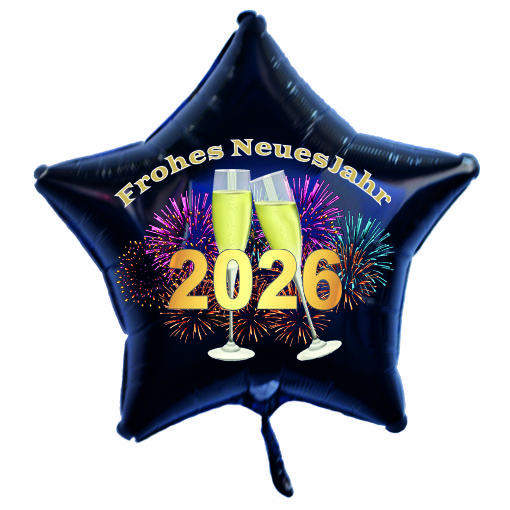 Silvester Luftballon, Silvester Dekoration, Sternballon 2026, Feuerwerk, Frohes Neues Jahr