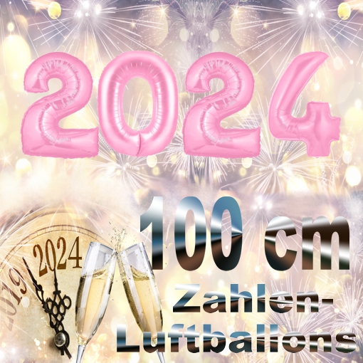 Silvester-Folienballons-Zahlen-2024-rosa-Luftballons-Dekoration-zu-Silvester-Neujahr-Partydeko