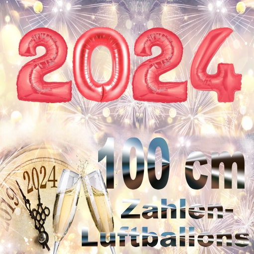 Silvester-Folienballons-Zahlen-2024-rot-Luftballons-Dekoration-zu-Silvester-Neujahr-Partydeko