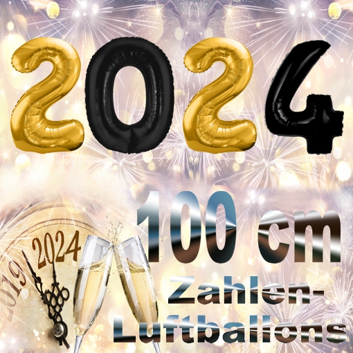 Silvester-Folienballons-Zahlen-2024-schwarz-gold-Luftballons-Dekoration-zu-Silvester-Neujahr-Partydeko