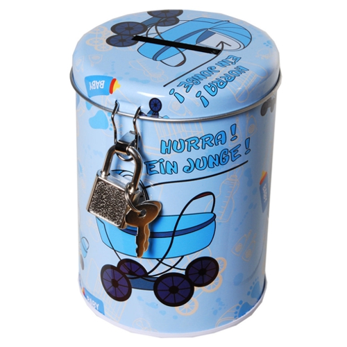 Spardose-Hurra-ein-Junge-Geschenk-zur-Geburt-Taufe-Babyparty