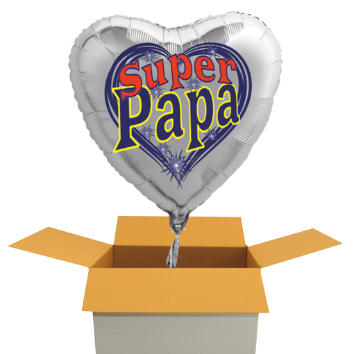 Super-Papa-Herzluftballon-Silber-45-cm-mit-Helium-zum-Versand