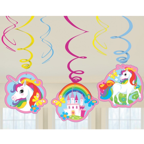 Swirl-Dekoration-Einhorn-Raumdekoration-Kindergeburtstag-Unicorn-Schloss-Wirbler