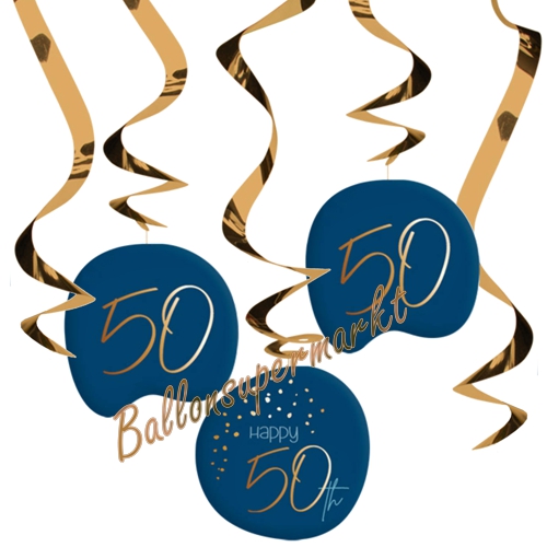 Swirl-Dekoration-Elegant-True-Blue-50-Raumdekoration-Partydeko-zum-50.-Geburtstag-Spiralen