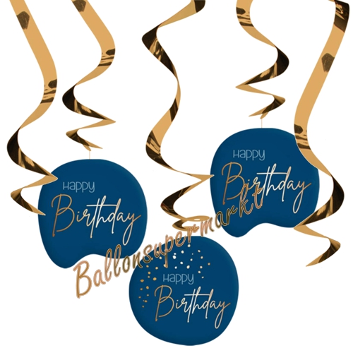 Swirl-Dekoration-Elegant-True-Blue-Happy-Birthday-Raumdekoration-Partydeko-zum-Geburtstag-Spiralen