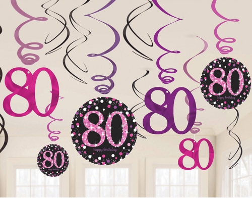Swirl-Dekoration-Pink-Celebration-80.-Geburtstag-Fest-Feier-Party