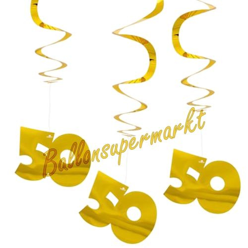 Swirl-Dekoration-Zahl-50-gold-Dekoration-zur-Goldenen-Hochzeit-Fest-Feier-Partydeko-Wirbler