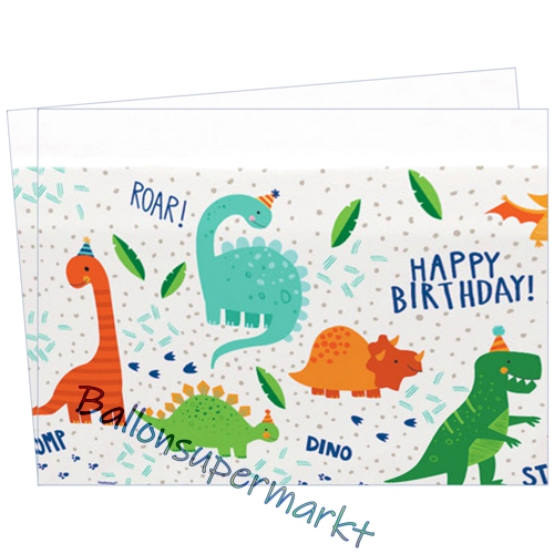 Tischdecke-Dino-Mite-Partydekoration-Tischdeko-zum-Kindergeburtstag-Dinosaurier-Geburtstagsdeko