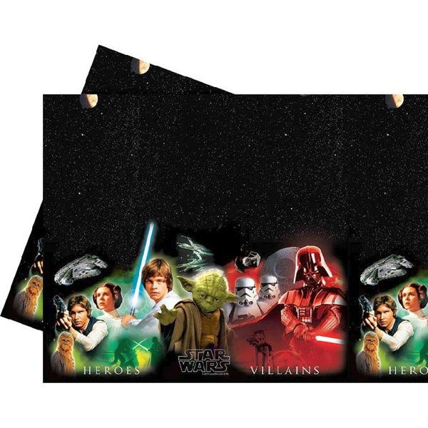 Tischdecke-Star-Wars-Heroes-Krieg-der-Sterne-Luke-Skywalker-Han-Solo-Darth-Vader-Meister-Yoda-Chewbacca-Prinzessin-Leia-Star-Trooper