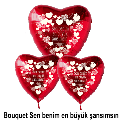 Valentinstag-Bouquet-Sen-benim-en-bueyuek-sansimsin-mit-Helium