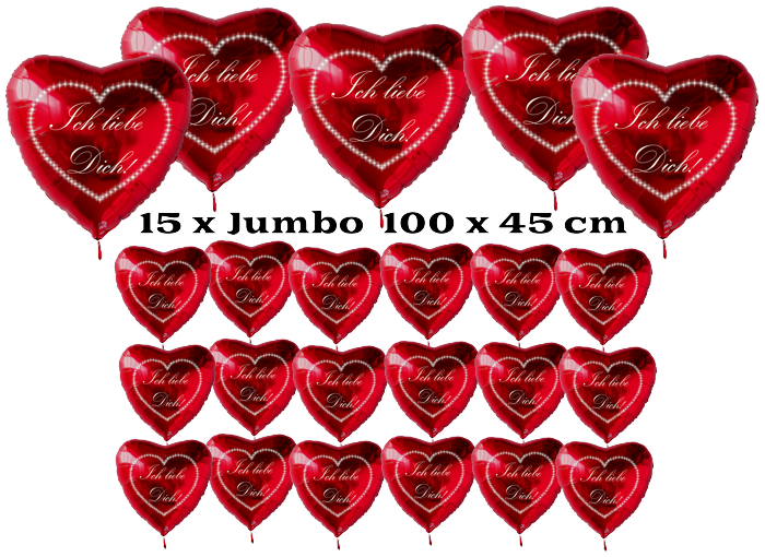 Luftballons Liebesgrüße Valentinstag, Valentinstag-Party-Set-15-grosse-Herzluftballons-und-100-kleine-Herzluftballons-Ich-Liebe-Dich-mit-Helium-im-Set