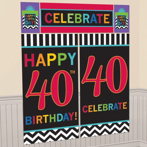 Wanddekoration-Celebrate-40-Dekoration-40.-Geburtstag-Poster-Set-5-Teile
