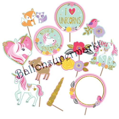 Wanddekorations-Set-mit-Foto-Props-Einhorn-Partydekoration-Fotorequisiten-Kindergeburtstag-Unicorn