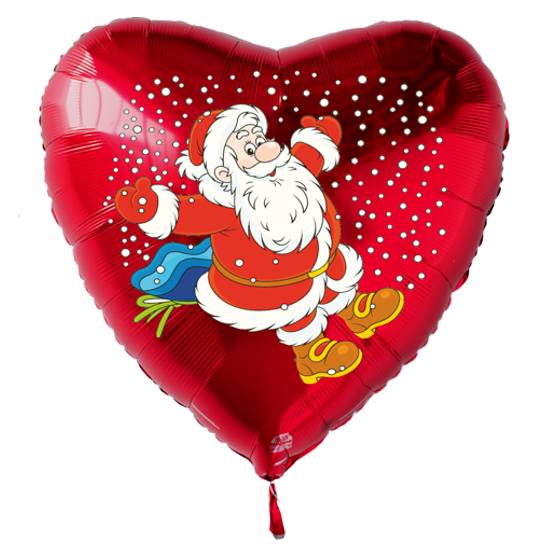 Weihnachtsmann im Schnee Luftballon aus Folie Herz in Rot