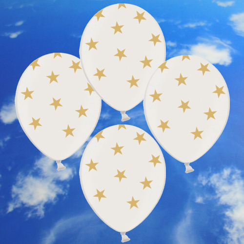 Weisse-Luftballons-mit-goldenen-Sternen