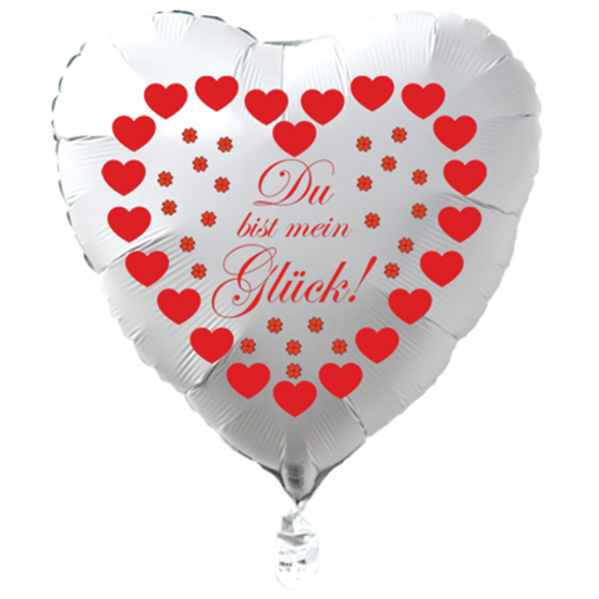 Weisser-Herzluftballon-mit-roten-Herzen-und-Gluecksklee-Du-bist-mein-Glueck-mit-Ballongas