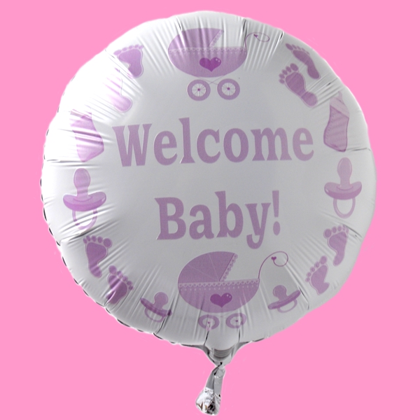Welcome-Baby-Luftballon-mit-Helium-Babyparty-Baby-Girl