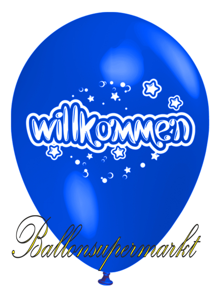 Willkommen-Luftballon-Blau