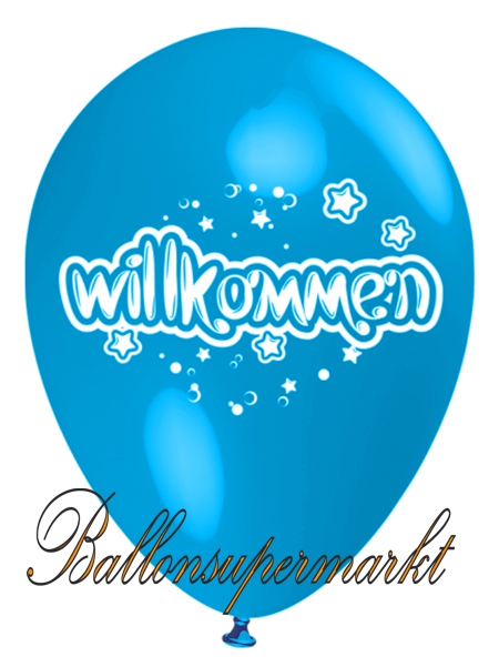 Willkommen-Luftballon-Hellblau