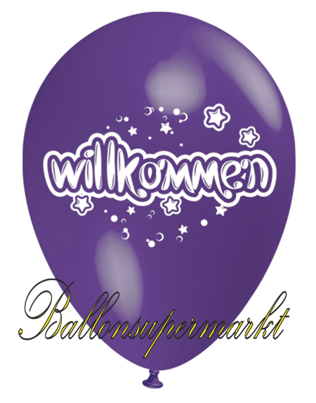 Willkommen-Luftballon-Lila