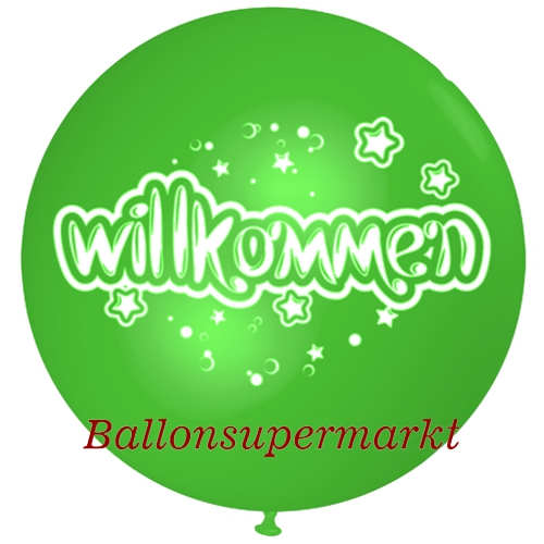 Willkommen-Luftballon-Riesenballon-apfelgruen