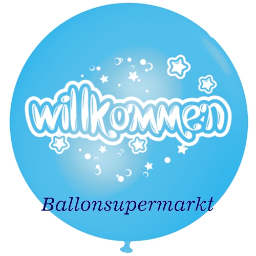 Willkommen-Luftballon-Riesenballon-himmelblau