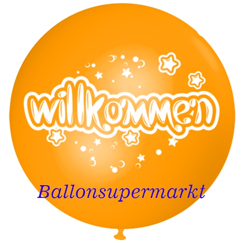 Willkommen-Luftballon-Riesenballon-orange