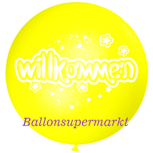 Willkommen-Luftballon-Riesenballon-zitronengelb