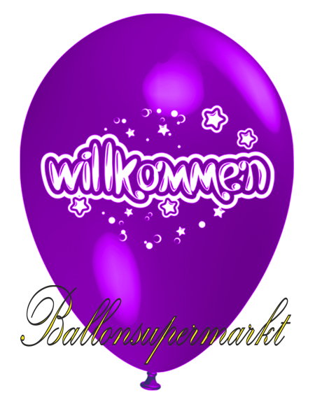 Willkommen-Luftballon-Violett