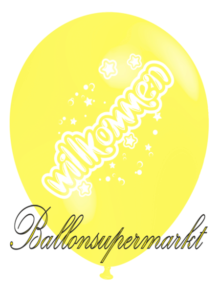 Willkommen-Luftballon-Zitronengelb