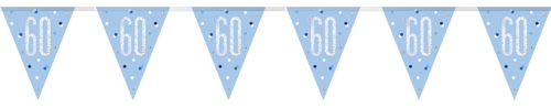 Wimpelkette-Blue-and-Silver-Glitz-60-holografisch-Dekoration-zum-60.-Geburtstag-Partydeko