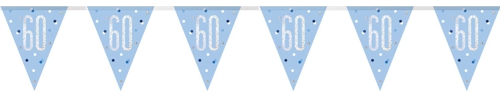 Wimpelkette-Blue-and-Silver-Glitz-60-holografisch-Dekoration-zum-60.-Geburtstag-Partydeko