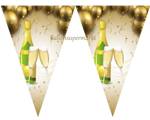 Wimpelkette-Champagner-Silvesterdekoration-Girlande-zu-Neujahr-Silvester