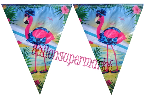 Wimpelkette-Flamingo-Partydeko-Raumdekoration-Mottoparty-Flamingo-Hawaii-tropisch-Geburtstag