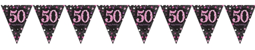 Wimpelkette-Pink-Celebration-50-zum-50.-Dekoration-Geburtstagsparty-Partydekoration-Geburtstagsdeko
