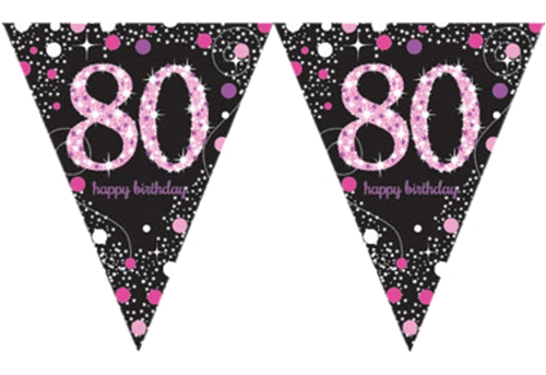 Wimpelkette-Pink-Celebration-80-zum-80.-Geburtstag-Geburtstagsparty-Partydekoration-Geburtstagsdeko