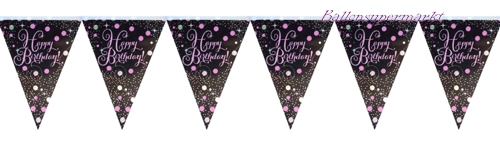 Wimpelkette-Pink-Celebration-Happy-Birthday-Dekoration-Geburtstagsparty-Partydekoration-Geburtstagsdeko