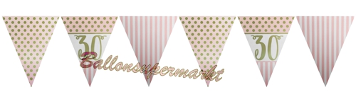 Wimpelkette-Pink-Chic-30-zum-30.-Geburtstag-Dekoration-Geburtstagsparty-Partydekoration-Geburtstagsdeko