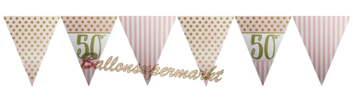 Wimpelkette-Pink-Chic-50-zum-50.-Geburtstag-Dekoration-Geburtstagsparty-Partydekoration-Geburtstagsdeko