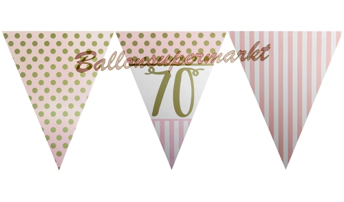 Wimpelkette-Pink-Chic-70-zum-70.-Geburtstag-Dekoration-Geburtstagsparty-Partydekoration