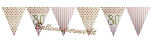 Wimpelkette-Pink-Chic-80-zum-80.-Geburtstag-Dekoration-Geburtstagsparty-Partydekoration-Geburtstagsdeko