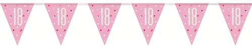 Wimpelkette-Pink-and-Silver-Glitz-18-holografisch-Dekoration-zum-18.-Geburtstag-Partydeko