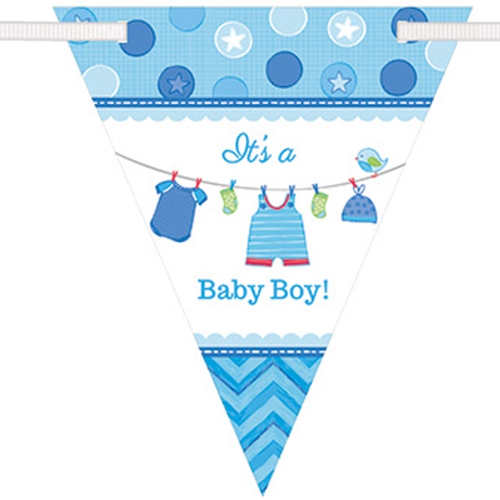 Wimpelkette-Shower-with-Love-Boy-Dekoration-Babyparty-Junge