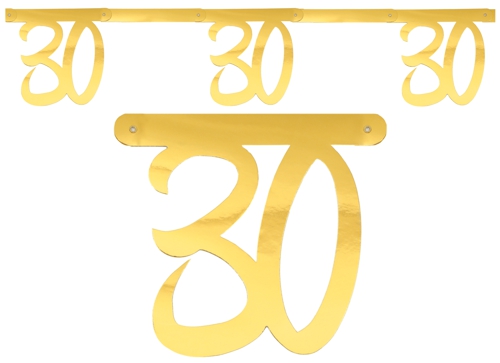 Wimpelkette-Zahl-30-Gold-zum-30.-Geburtstag-Geburtstagsparty-Partydekoration-Geburtstagsdeko