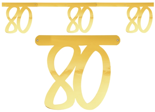 Wimpelkette-Zahl-80-Gold-zum-80.-Geburtstag-Geburtstagsparty-Partydekoration-Geburtstagsdeko