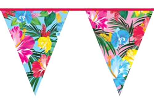 Wimpelkette-tropische-Blumen-Partydeko-Raumdekoration-Mottoparty-Hawaii-Beachparty-Tropen