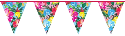 Wimpelkette-tropische-Blumen-Partydeko-Raumdekoration-Mottoparty-Hawaii-Beachparty