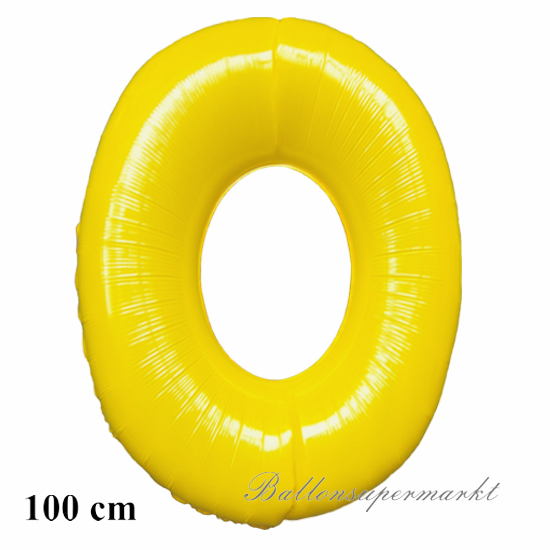 Zahlendekoration, Zahl 0, gelb, großer Folienballon, 1 Meter